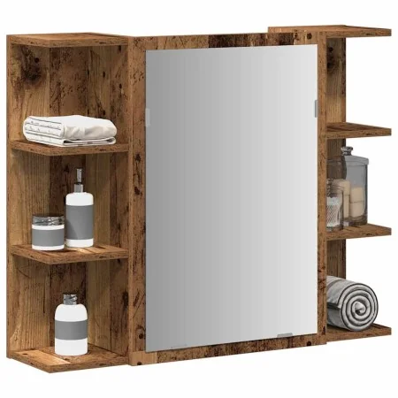 Armario de espejo de baño contrachapada envejecida 80x20,5x64cm de , Tocadores de baño - Ref: Foro24-856036, Precio: 81,58 €,...