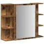 Armario de espejo de baño contrachapada envejecida 80x20,5x64cm de , Tocadores de baño - Ref: Foro24-856036, Precio: 81,58 €,...