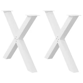 Patas para mesa de comedor en forma de X 2 uds acero blanco de , Patas para mesas - Ref: Foro24-4012985, Precio: 113,91 €, De...