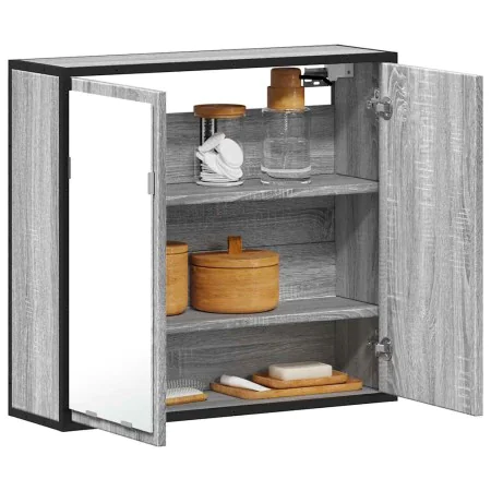 Armario con espejo de baño madera gris sonoma 65x20x60 cm de , Tocadores de baño - Ref: Foro24-849257, Precio: 87,18 €, Descu...