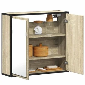Armario con espejo de baño madera roble sonoma 65x20x60 cm de , Tocadores de baño - Ref: Foro24-849255, Precio: 84,74 €, Desc...