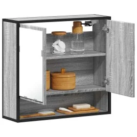 Armario con espejo de baño madera gris sonoma 65x20x60 cm de , Tocadores de baño - Ref: Foro24-849262, Precio: 85,95 €, Descu...