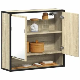Armario con espejo de baño madera roble sonoma 65x20x60 cm de , Tocadores de baño - Ref: Foro24-849260, Precio: 81,29 €, Desc...