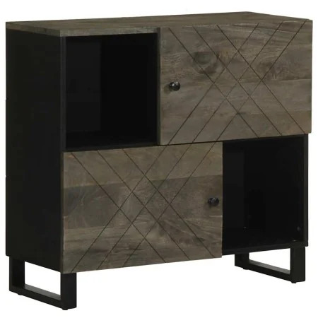 Aparador negro 80x33x75 cm madera maciza mango de , Almacenamiento para CD y DVD - Ref: Foro24-4017711, Precio: 109,60 €, Des...