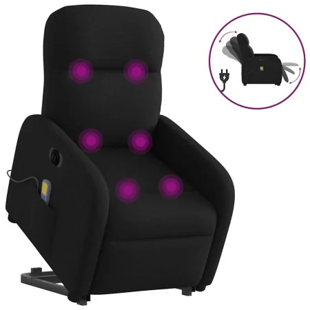 Sillón de masaje eléctrico reclinable elevable tela negro de , Sillones - Ref: Foro24-3303004, Precio: 318,97 €, Descuento: %