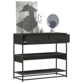 Mesa consola de madera contrachapada negro 90x35x80 cm de , Mesas auxiliares - Ref: Foro24-849179, Precio: 85,86 €, Descuento: %