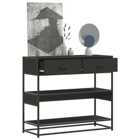 Mesa consola de madera contrachapada negro 90x35x80 cm de , Mesas auxiliares - Ref: Foro24-849179, Precio: 85,86 €, Descuento: %