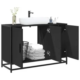 Armario de lavabo de baño madera ingeniería negro 90x33x60 cm de , Muebles de baño - Ref: Foro24-849269, Precio: 91,74 €, Des...