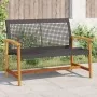 Banco de jardín madera de acacia y ratán PE negro 112 cm de , Sofás modulares de exterior - Ref: Foro24-367598, Precio: 101,3...
