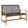 Banco de jardín madera de acacia y ratán PE negro 112 cm de , Sofás modulares de exterior - Ref: Foro24-367598, Precio: 101,3...