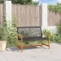Banco de jardín madera de acacia y ratán PE negro 112 cm de , Sofás modulares de exterior - Ref: Foro24-367598, Precio: 101,3...