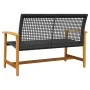 Banco de jardín madera de acacia y ratán PE negro 112 cm de , Sofás modulares de exterior - Ref: Foro24-367598, Precio: 101,3...