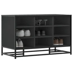 Banco zapatero madera de ingeniería y metal negro 84x40x53,5 cm by , Benches for halls and storage - Ref: Foro24-849229, Pric...