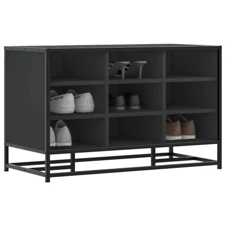 Banco zapatero madera de ingeniería y metal negro 84x40x53,5 cm de , Bancos para recibidores y almacenamiento - Ref: Foro24-8...
