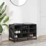 Banco zapatero madera de ingeniería y metal negro 84x40x53,5 cm de , Bancos para recibidores y almacenamiento - Ref: Foro24-8...
