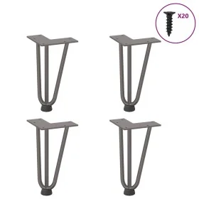 Patas mesa tipo horquilla 4 uds acero macizo acero natural 20cm by , Table legs - Ref: Foro24-4012435, Price: 34,67 €, Discou...