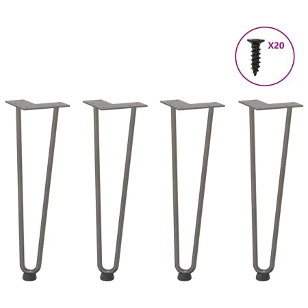 Patas mesa tipo horquilla 4uds acero macizo acero natural 42 cm de , Patas para mesas - Ref: Foro24-4012423, Precio: 46,49 €,...