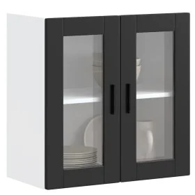Armario de pared para cocina con puerta de cristal Porto negro by , Kitchen cabinets - Ref: Foro24-854148, Price: 68,15 €, Di...