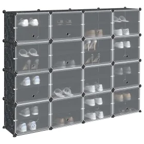 Estantería de cubos con 16 compartimentos y puertas PP negro de , Zapateros y organizadores de calzado - Ref: Foro24-4019581,...