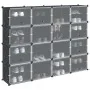 Estantería de cubos con 16 compartimentos y puertas PP negro de , Zapateros y organizadores de calzado - Ref: Foro24-4019581,...