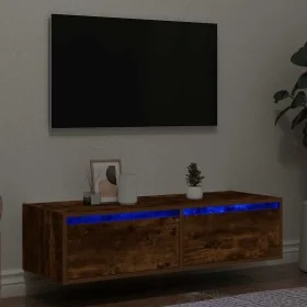 Mueble de TV con luces LED roble ahumado 100X35,5x25 cm de , Muebles TV - Ref: Foro24-860242, Precio: 81,59 €, Descuento: %