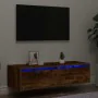 Mueble de TV con luces LED roble ahumado 100X35,5x25 cm de , Muebles TV - Ref: Foro24-860242, Precio: 81,59 €, Descuento: %