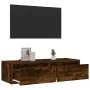 Mueble de TV con luces LED roble ahumado 100X35,5x25 cm de , Muebles TV - Ref: Foro24-860242, Precio: 81,59 €, Descuento: %