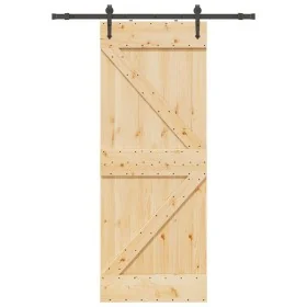 Puerta corredera con herrajes madera maciza de pino 80x210 cm von , Türen - Ref: Foro24-3332643, Preis: 222,39 €, Rabatt: %