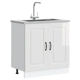 Mueble bajo para fregadero Kalmar blanco brillo 80x46x81,5 cm de , Armarios de cocina - Ref: Foro24-853449, Precio: 83,11 €, ...