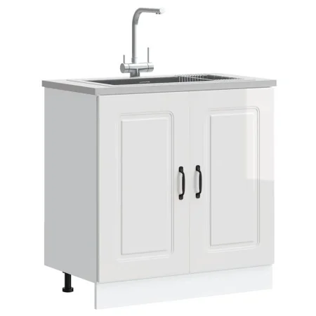 Mueble bajo para fregadero Kalmar blanco brillo 80x46x81,5 cm de , Armarios de cocina - Ref: Foro24-853449, Precio: 83,11 €, ...