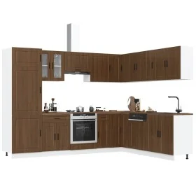 Mueble cocina Porto roble marrón 14 pzas madera contrachapada de , Armarios de cocina - Ref: Foro24-3314998, Precio: 992,74 €...