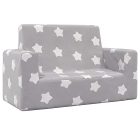 Sofá infantil de 2 plazas gris claro con estrellas felpa suave de , Mobiliario para bebés y niños pequeños - Ref: Foro24-4104...
