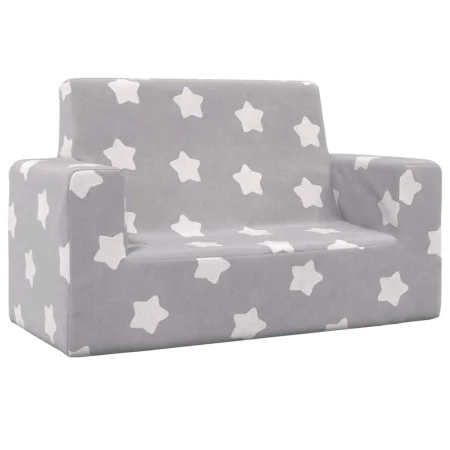 Sofá infantil de 2 plazas gris claro con estrellas felpa suave de , Mobiliario para bebés y niños pequeños - Ref: Foro24-4104...