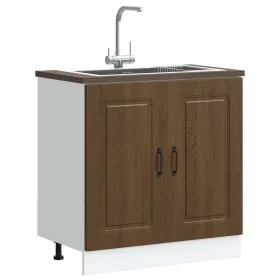 Mueble bajo para fregadero Kalmar roble marrón 80x46x81,5 cm de , Armarios de cocina - Ref: Foro24-853454, Precio: 74,95 €, D...