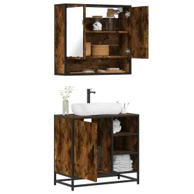 Set de muebles baño 2 pzas madera contrachapada roble ahumado de , Muebles de baño - Ref: Foro24-3300937, Precio: 150,80 €, D...