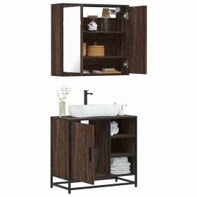 Set de muebles baño 2 pzas madera contrachapada marrón roble de , Muebles de baño - Ref: Foro24-3300909, Precio: 138,27 €, De...