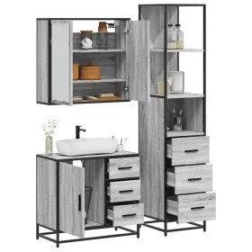 Set de muebles de baño 3 pzas madera contrachapada gris sonoma de , Muebles de baño - Ref: Foro24-3301138, Precio: 281,54 €, ...