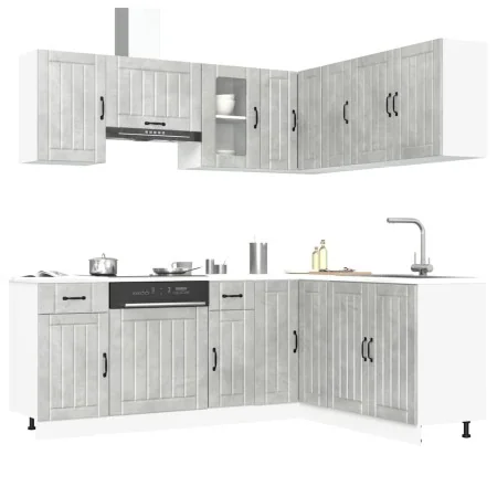Mueble cocina Kalmar gris hormigón 11 pzas madera contrachapada de , Armarios de cocina - Ref: Foro24-3314945, Precio: 648,84...