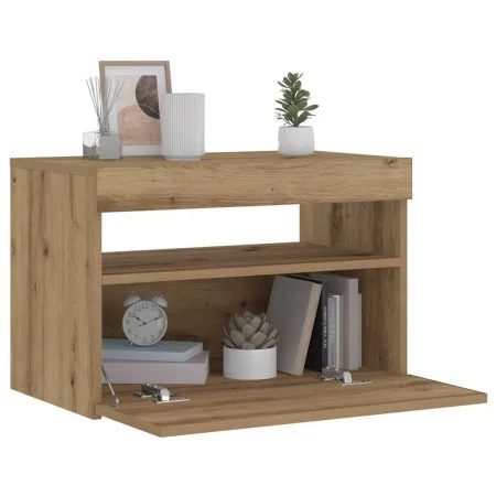 Mesilla de noche con luces LED roble artesanal 60x35x40 cm by , Nightstands - Ref: Foro24-3329176, Price: 50,44 €, Discount: %