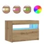 Mesilla de noche con luces LED roble artesanal 60x35x40 cm by , Nightstands - Ref: Foro24-3329176, Price: 50,44 €, Discount: %