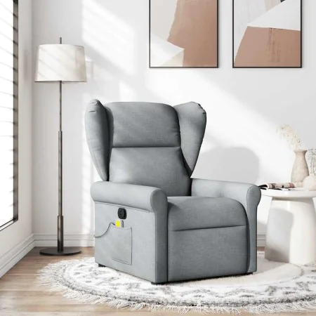 Sillón reclinable de masaje de tela gris claro de , Sillones - Ref: Foro24-4015666, Precio: 210,33 €, Descuento: %