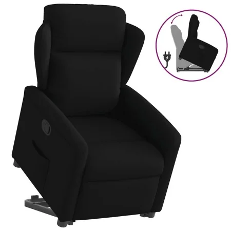 Sillón reclinable elevable tela negro de , Sillones - Ref: Foro24-3303136, Precio: 274,48 €, Descuento: %