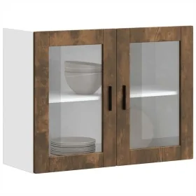 Armario de pared para cocina puerta cristal Porto roble ahumado de , Armarios de cocina - Ref: Foro24-854092, Precio: 85,60 €...