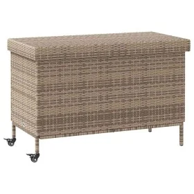 Caja almacenaje jardín ruedas ratán sintético gris 110x55x73cm de , Cajas de almacenaje para exteriores - Ref: Foro24-4103828...