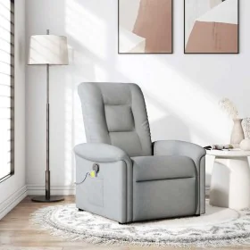 Sillón reclinable de masaje de tela gris claro de , Sillones - Ref: Foro24-4015626, Precio: 210,43 €, Descuento: %