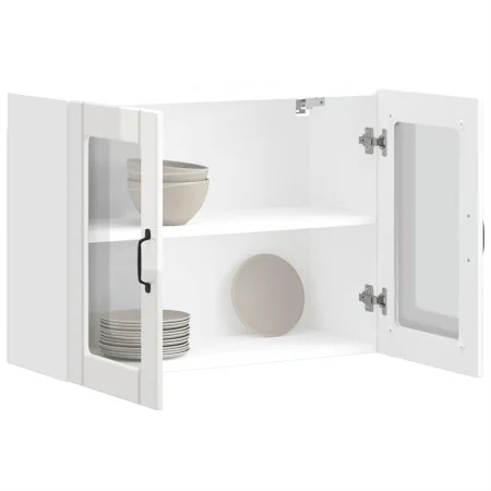 Armario pared cocina puerta cristal Lucca blanca alto brillo de , Armarios de cocina - Ref: Foro24-853849, Precio: 94,49 €, D...