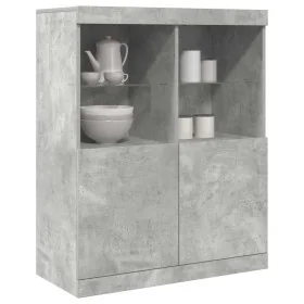 Aparador de madera contrachapada gris hormigón 81x37x100 cm de , Taquillas y armarios de almacenamiento - Ref: Foro24-3318620...