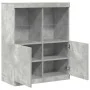 Aparador de madera contrachapada gris hormigón 81x37x100 cm de , Taquillas y armarios de almacenamiento - Ref: Foro24-3318620...