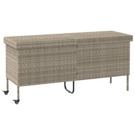 Baúl jardín con ruedas gris claro 160x55x75 cm ratán sintético de , Cajas de almacenaje para exteriores - Ref: Foro24-4103835...