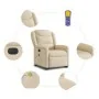Sillón de masaje eléctrico reclinable elevable tela crema de , Sillones - Ref: Foro24-3303232, Precio: 345,43 €, Descuento: %
